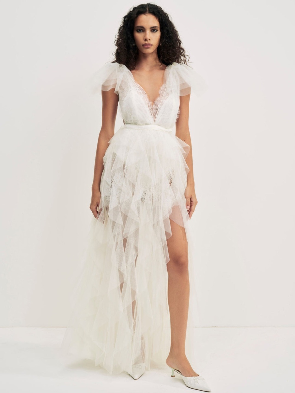 For Love And Lemons Ivory Tulle Maxi Dress